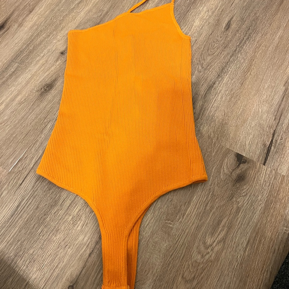 Vibrant Orange One-Shoulder Bodysuit
